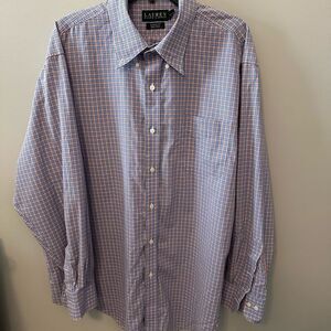 Polo Ralph Lauren Men's Blue/orange Checkered Shirt 18 neck 34/35 arm‎ length